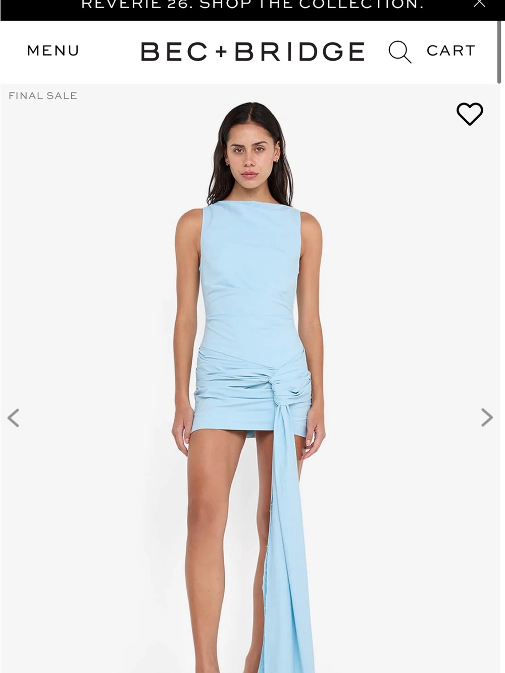 bec + bridge Powder Blue Sleeveless Ruched Mini Dress with Side Drape